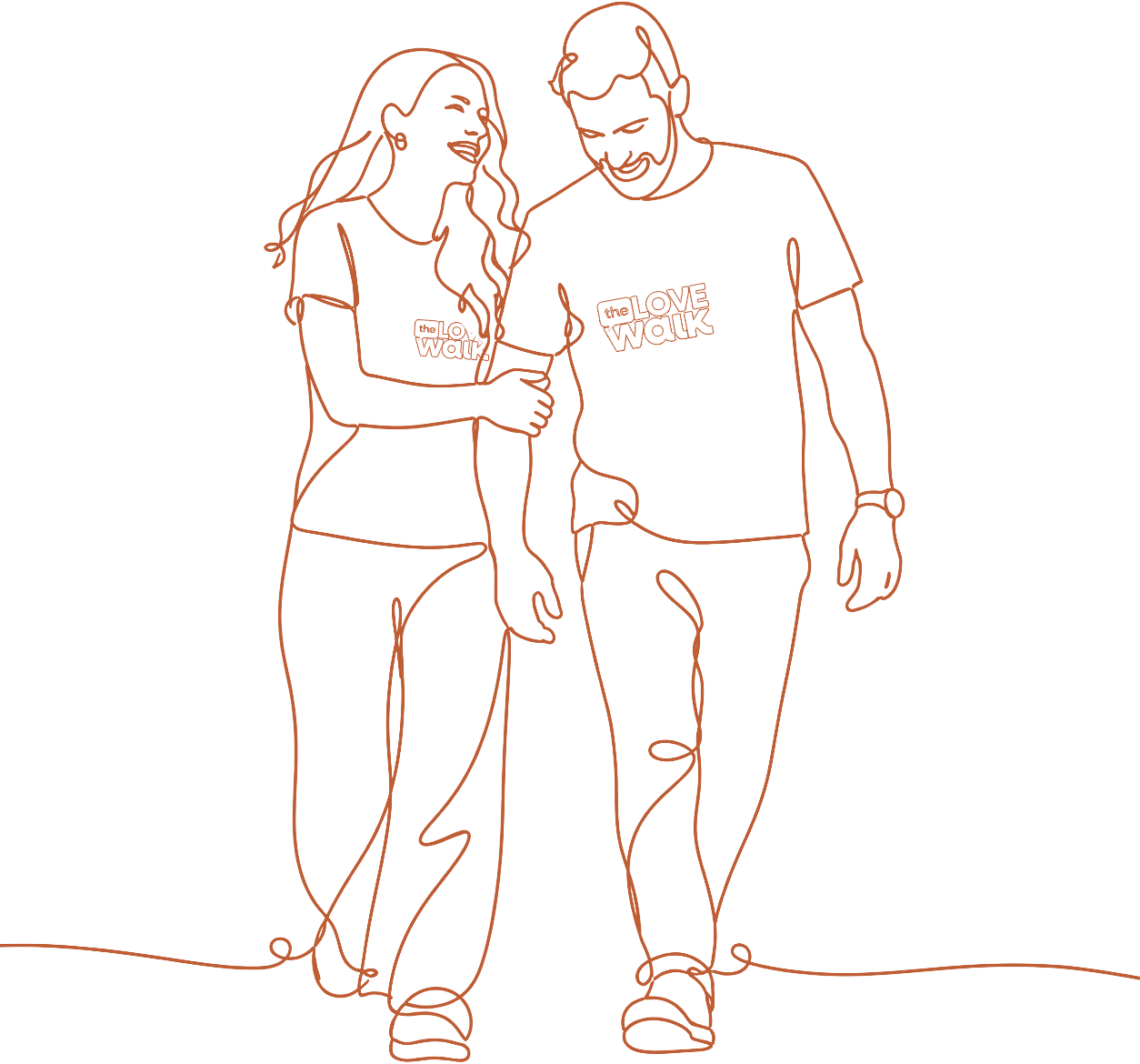 Ilustración de una pareja caminando y conversando